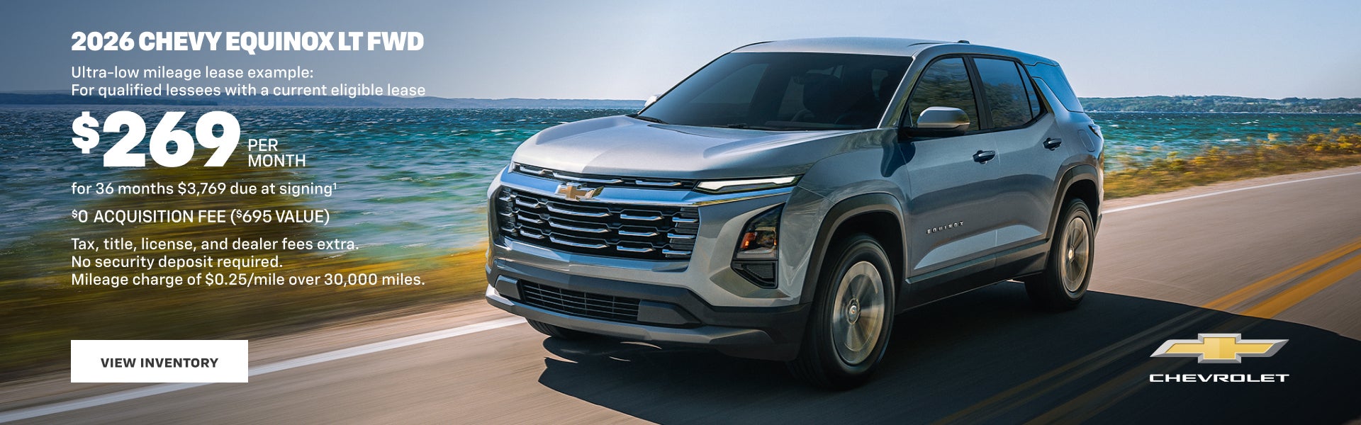 2026 Chevy Equinox LT FWD. Ultra-low mileage lease example for qualified lessees with a current e...